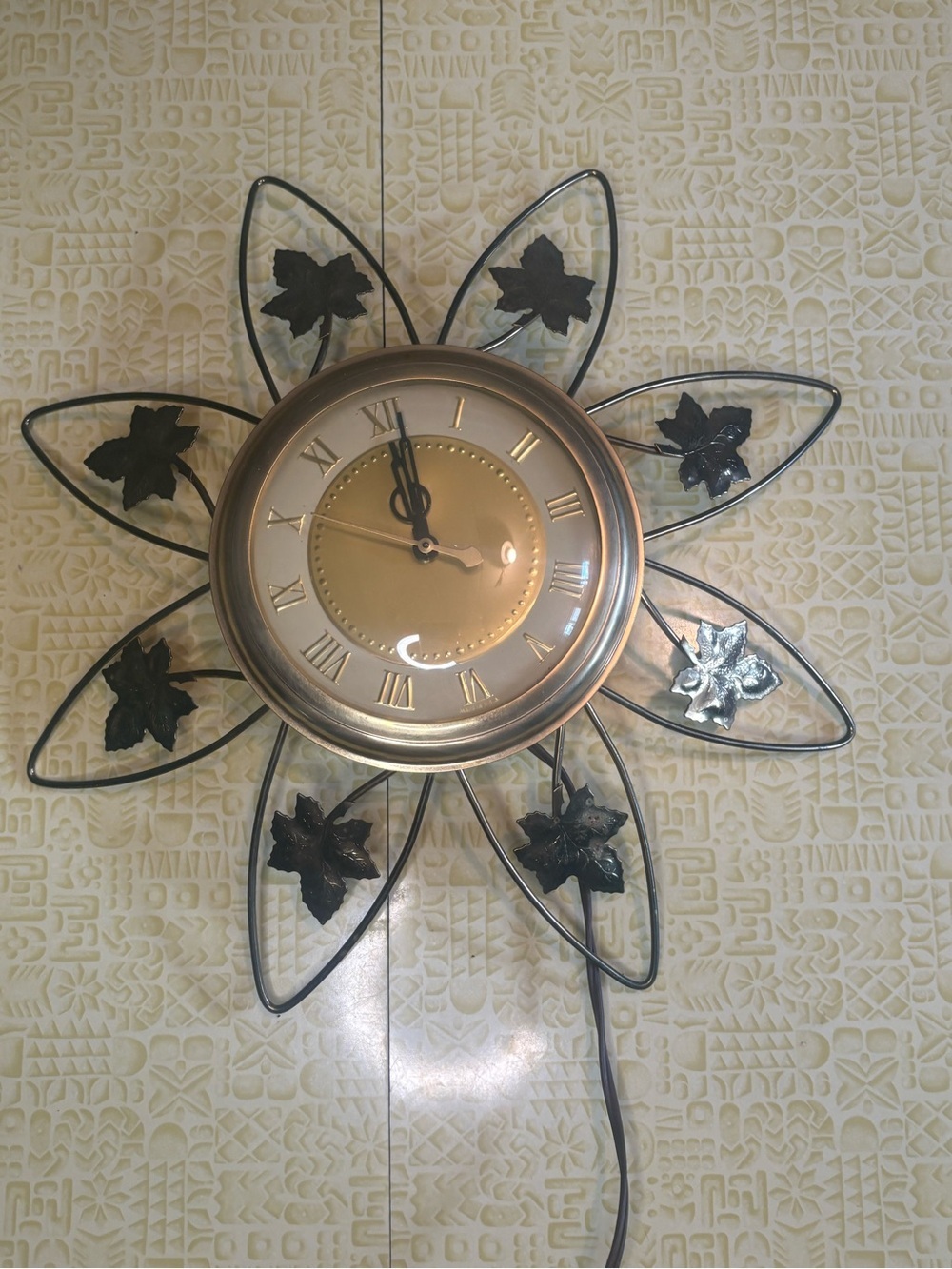 Vintage Gold and Black Sunflower Wall Clock